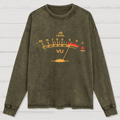 Volume VU Meter Vintage Audio Engineer Washed Long Sleeve Tee