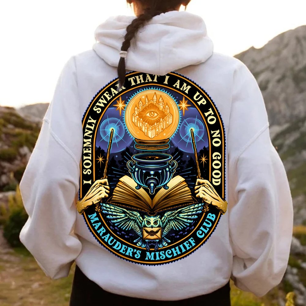 Mischief Club Printed Back Cotton Hoodie