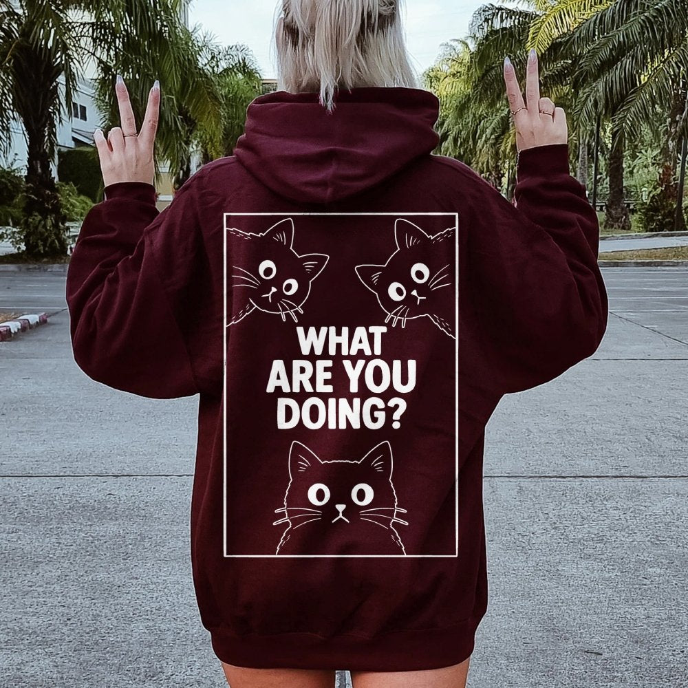 What Are You Doing Printed Back Unisex Cotton Hoodie