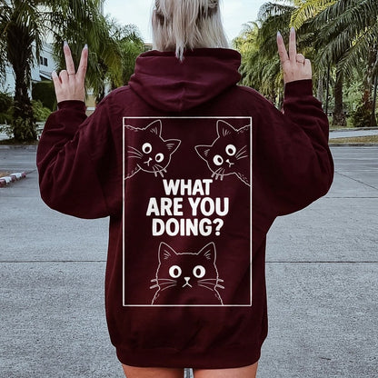 What Are You Doing Printed Back Unisex Cotton Hoodie