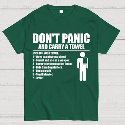 Don't Panic And Carry A Towel Geek T-Shirt