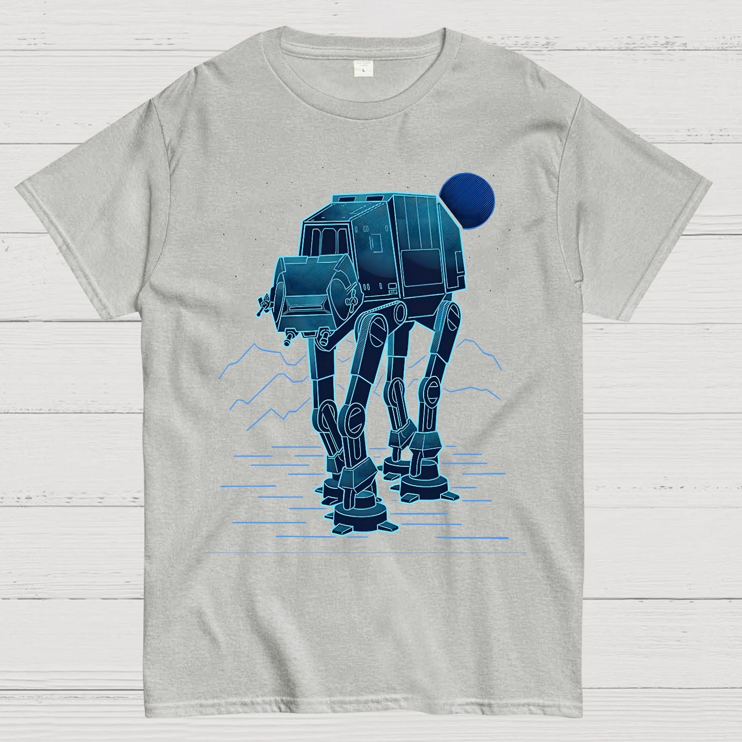 Neon Line-Art Armored Walker Geek T-Shirt