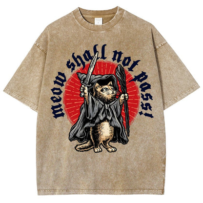 Meow Shall Not Pass Vintage Distressed T-shirt