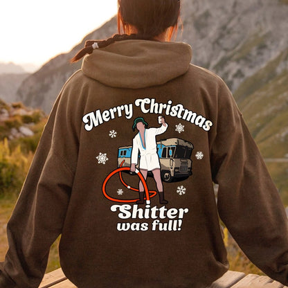 Merry Christmas Shitter Was Full Printed Back Unisex Cotton Hoodie