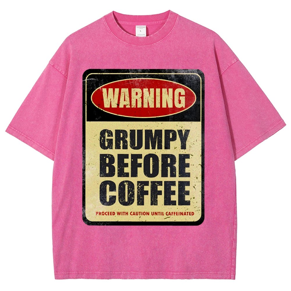 Grumpy Before Coffee Vintage Distressed T-shirt 2412001060