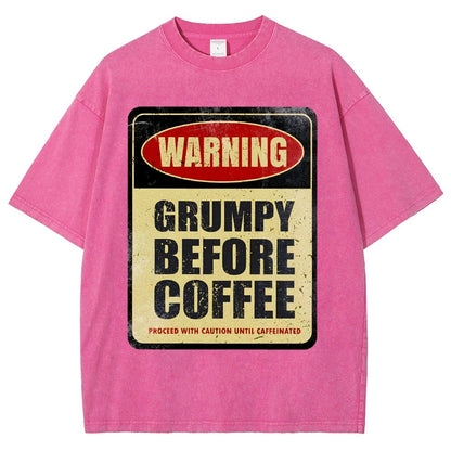 Grumpy Before Coffee Vintage Distressed T-shirt 2412001060