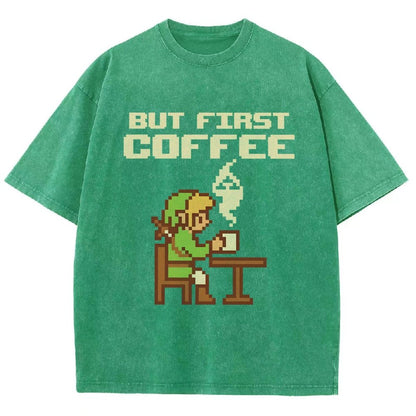 But First Coffee Vintage Distressed T-shirt