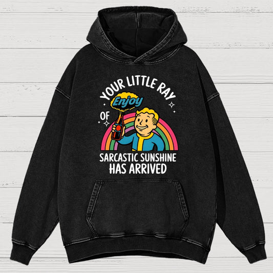 Your Little Ray Of Sarcastic Sunshine Has Arrived Vintage Distressed Hoodie
