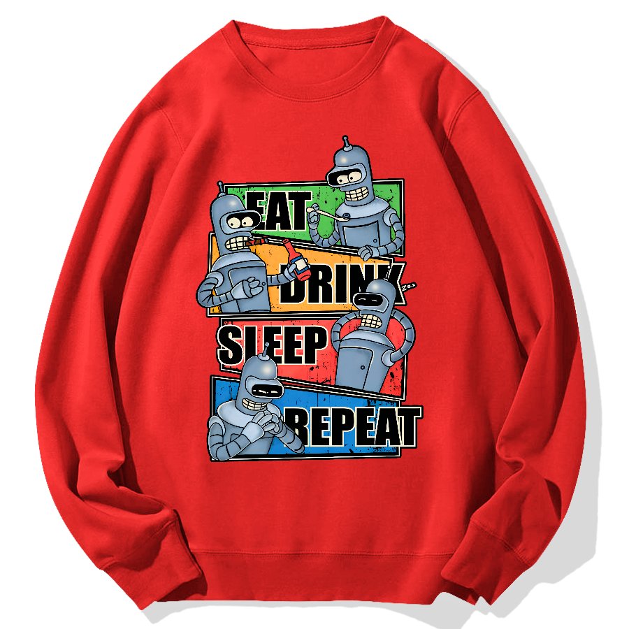 Eat Drink Sleep Repeat Geek Cotton Sweatshirt
