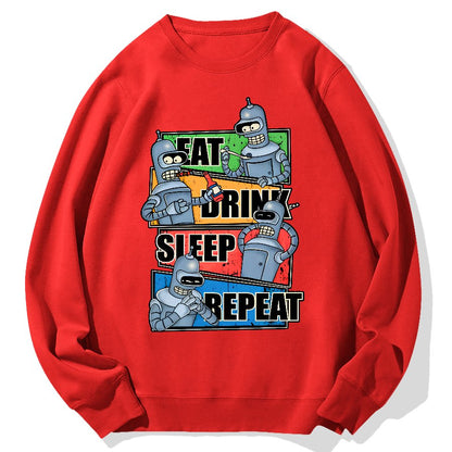 Eat Drink Sleep Repeat Geek Cotton Sweatshirt