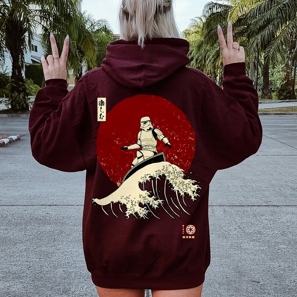 Cosmic Wave Printed Back Unisex Cotton Hoodie