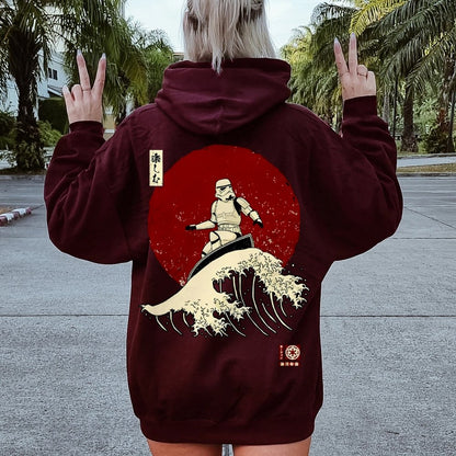 Cosmic Wave Printed Back Unisex Cotton Hoodie