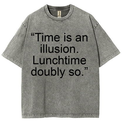 Douglas Adams - “Time is an illusion. Lunchtime doubly so.” Vintage Distressed T-shirt