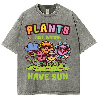 Plants Just Wanna Have Sun Vintage Distressed T-shirt