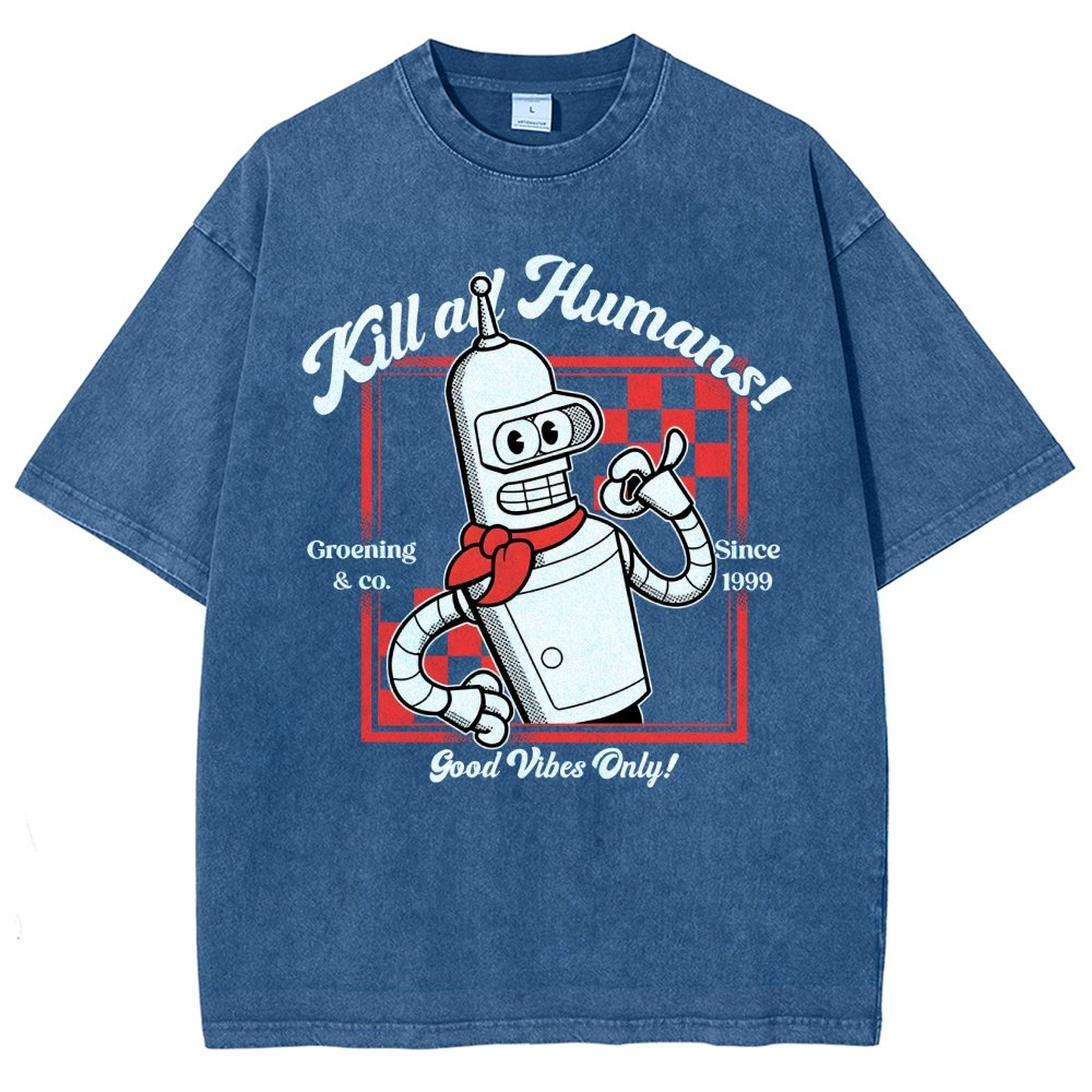 Kill All Humans Vintage Distressed T-shirt