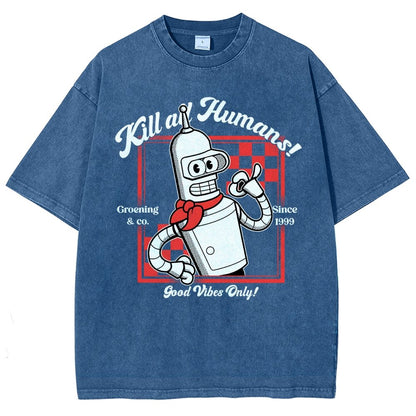Kill All Humans Vintage Distressed T-shirt