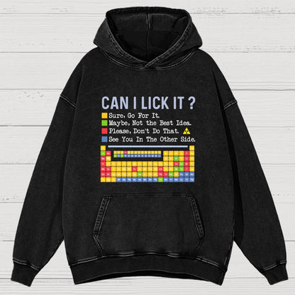 Can I Lick It Question Mark Periodic Table Of Elements Science Vintage Distressed Hoodie
