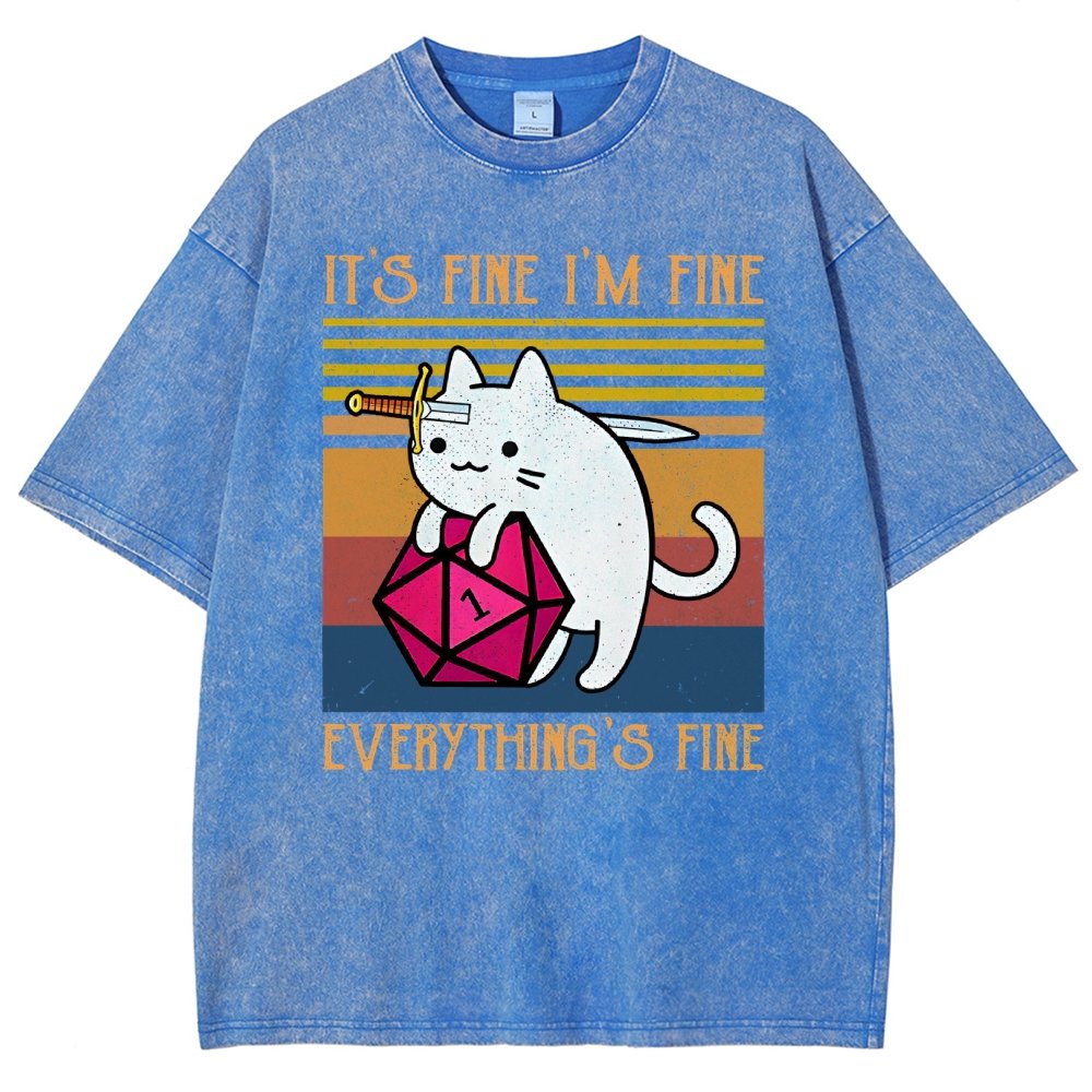 Cat It's Fine I'm Fine Everything's Fine Vintage Distressed T-shirt
