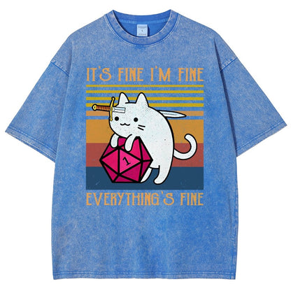 Cat It's Fine I'm Fine Everything's Fine Vintage Distressed T-shirt