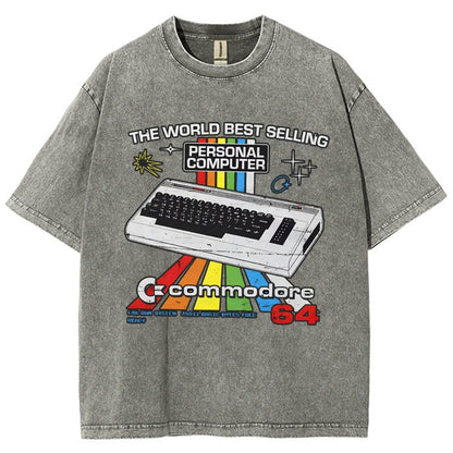 Retro Games Commodore 64 Personal Computer Vintage Distressed T-shirt