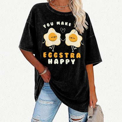 You Make Me Eggstra Happy Vintage Distressed T-shirt