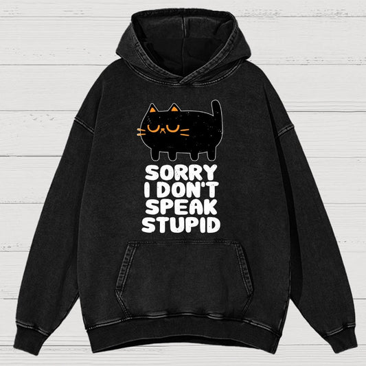 I Don't Speak Stupid Vintage Distressed Hoodie