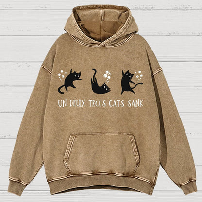Un Deux Trois Cats Sank Vintage Distressed Hoodie