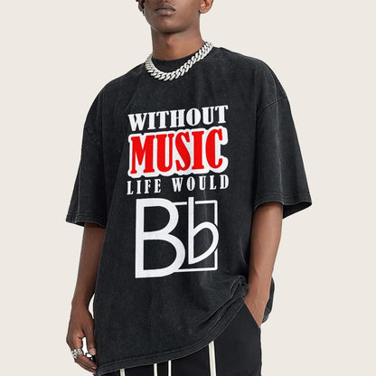 Without Music Life Would B Flat  Vintage Distressed T-shirt