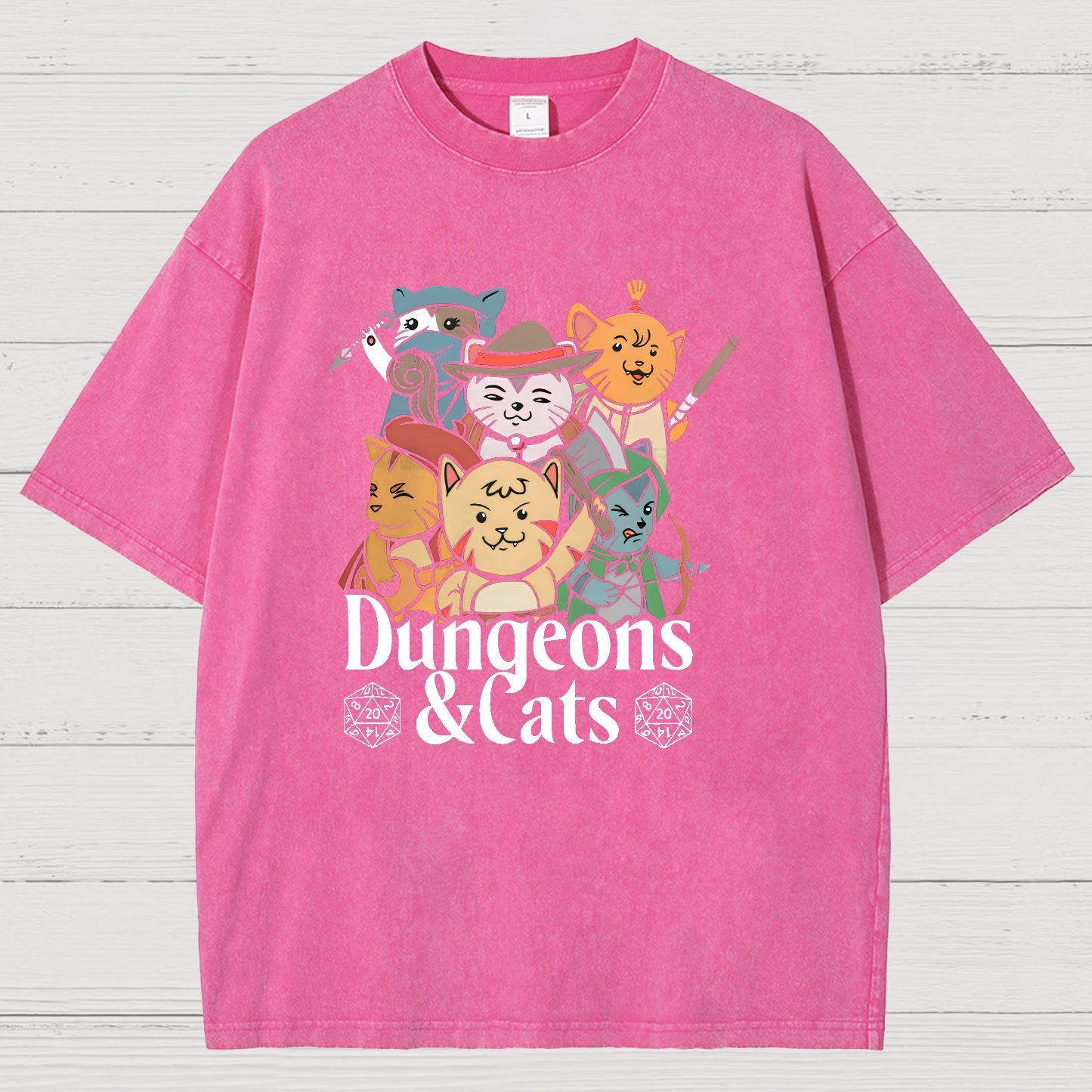 Dungeons and Cats Vintage Distressed T-shirt