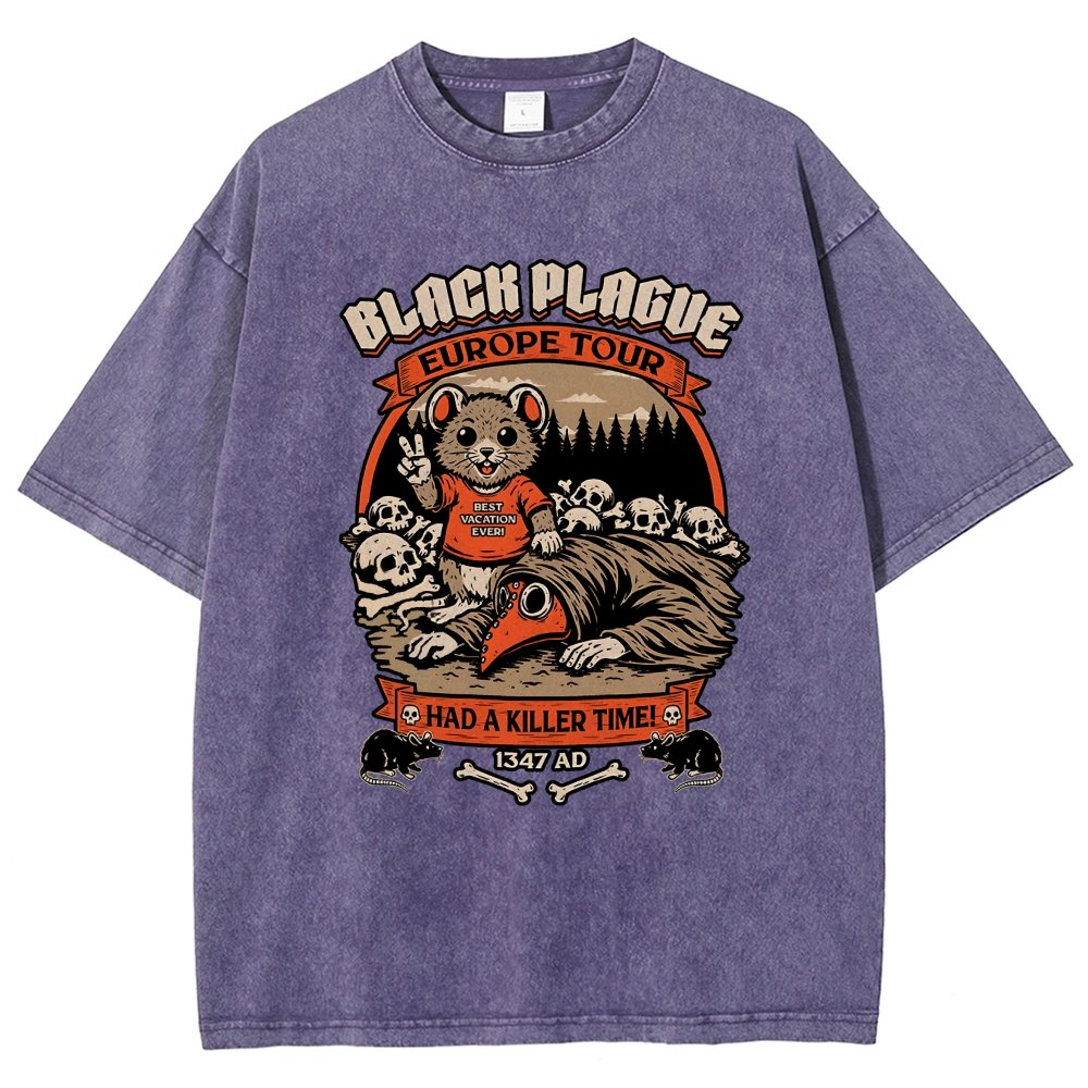 Black Plague Vacation Rat Vintage Distressed T-shirt