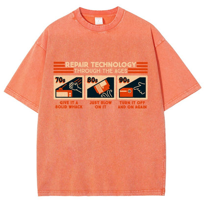 Repair Technology Through the Ages Vintage Distressed T-shirt