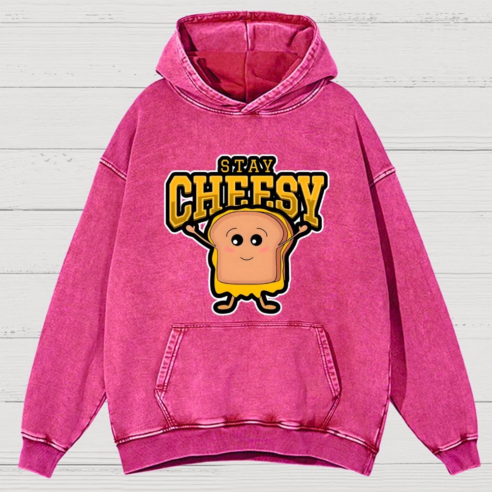 Sandwich Stay Cheesy Vintage Distressed Hoodie