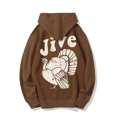 Jive Turkey Printed Back Unisex Cotton Hoodie