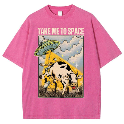 Take Me to Space - Alien Cow Abduction Vintage Distressed T-shirt