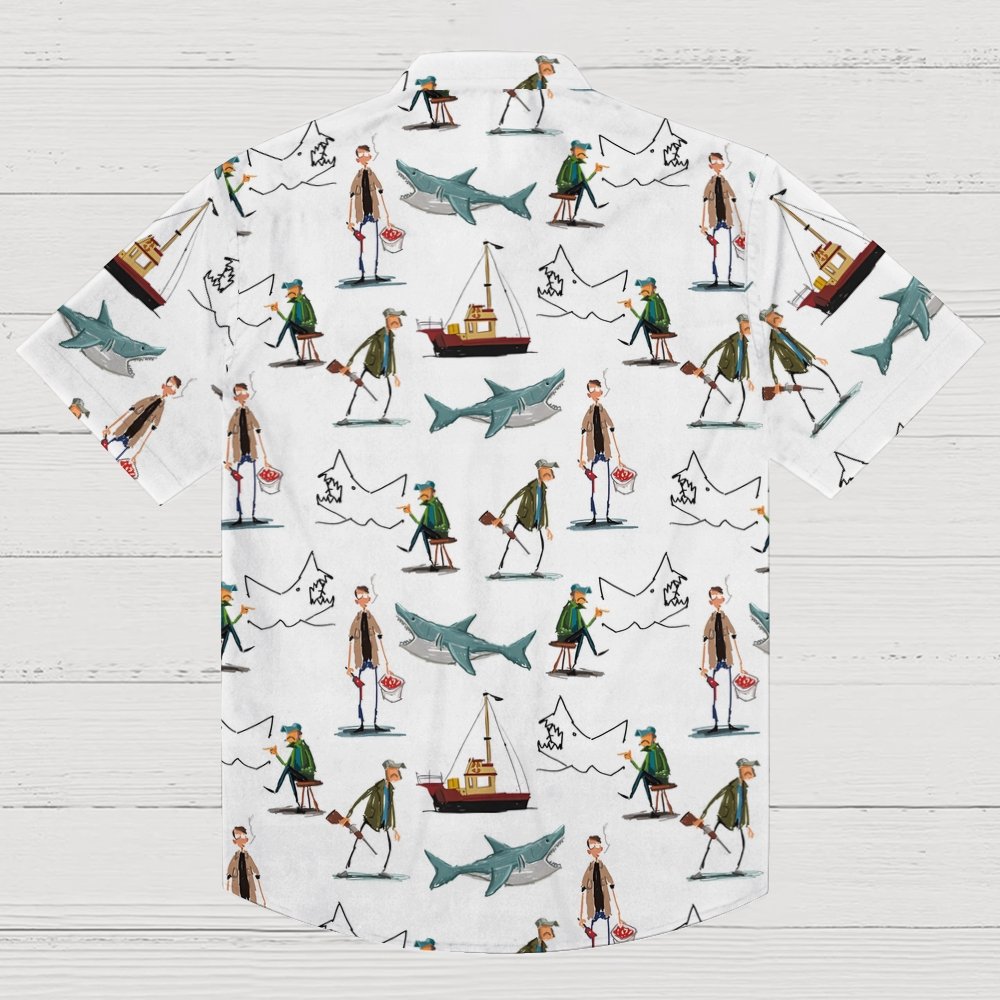 Shark Art Printed Geek Hawaiian Shirt