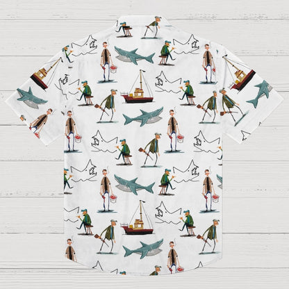 Shark Art Printed Geek Hawaiian Shirt
