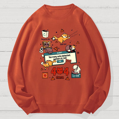 Too Many Cats 404 Alert Geek Cotton Sweatshirt