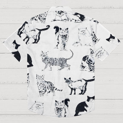 Cat In Black And White Geek Hawaiian Shirt