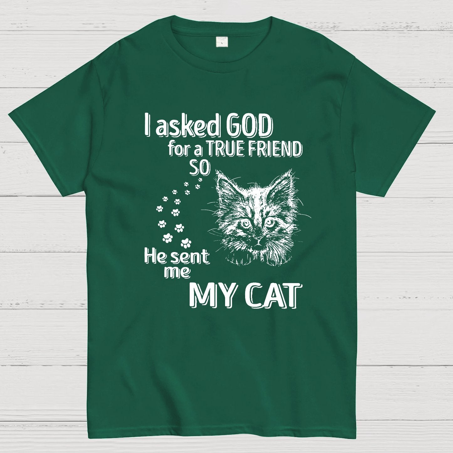 I Asked God For A True Friend So He Sent Me My Cat Geeky T-Shirt