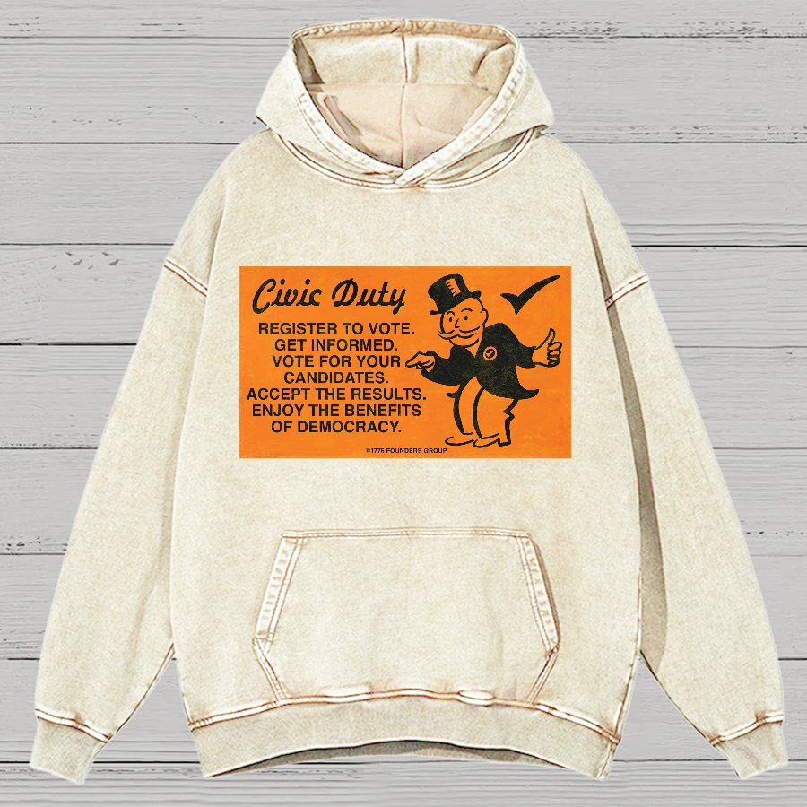 Civic Duty Card.Vintage Distressed Hoodie