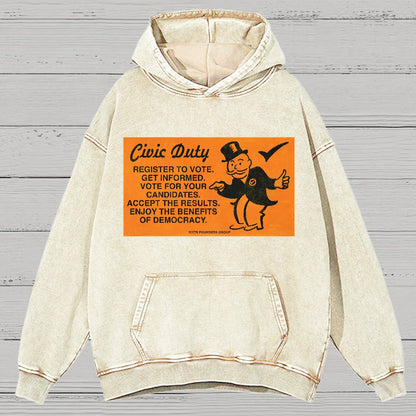 Civic Duty Card.Vintage Distressed Hoodie