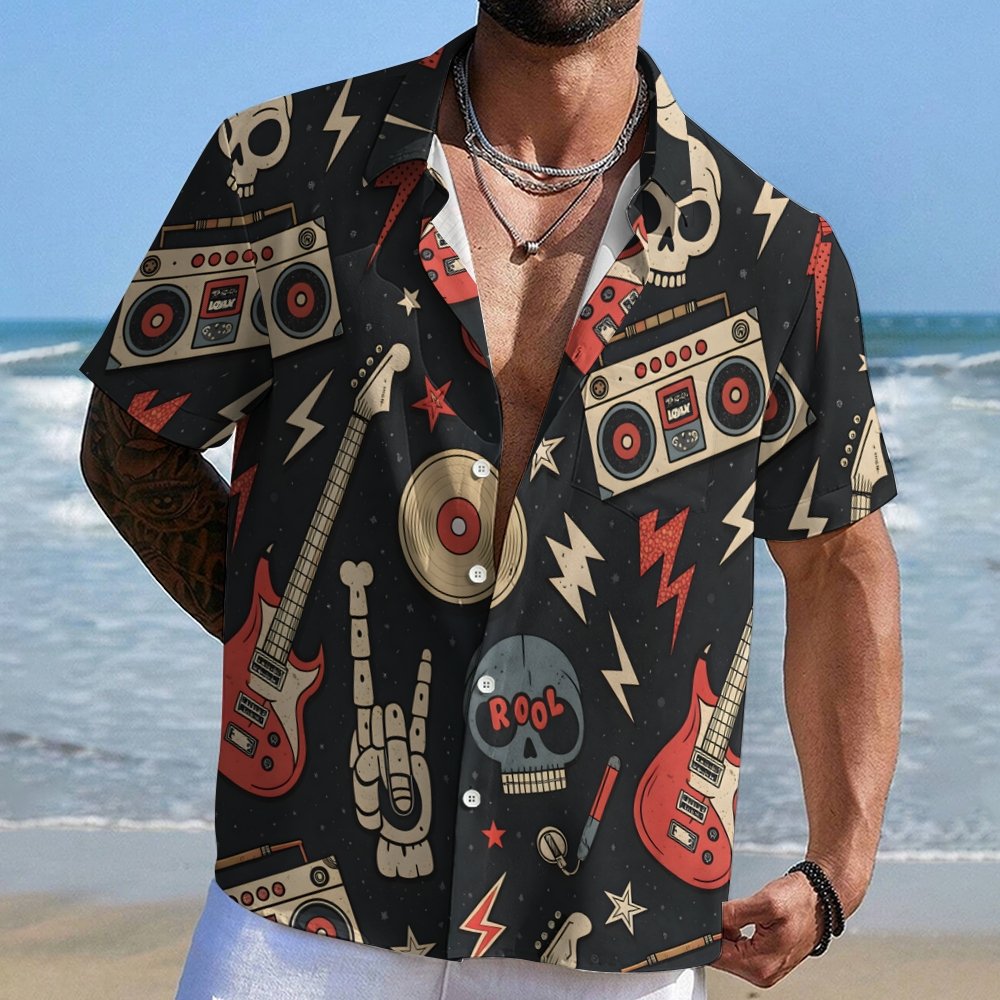 Skull Music Printed patterns Geek Hawaiian Shirt