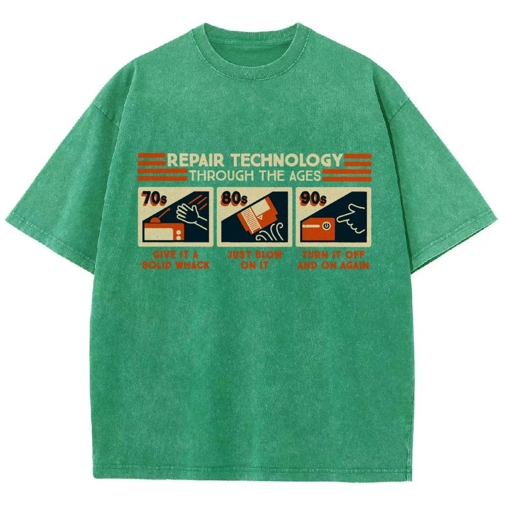 Repair Technology Through the Ages Vintage Distressed T-shirt