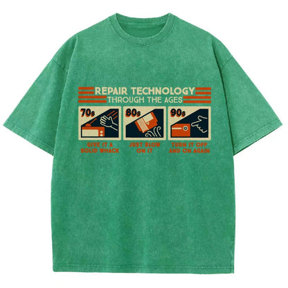 Repair Technology Through the Ages Vintage Distressed T-shirt