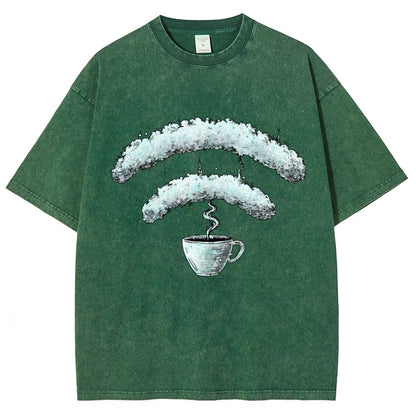 Connected Through Caffeine Vintage Distressed T-shirt