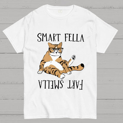 Smart Fella , Fart Smella, Funny Cat Geek T-Shirt