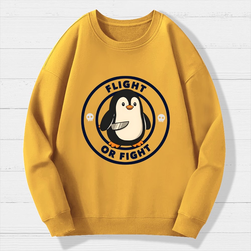 Flight or Fight Penguin Geek Cotton Sweatshirt