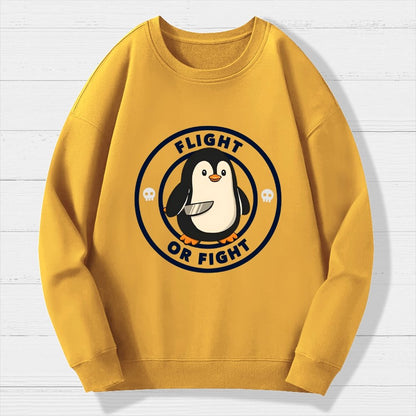 Flight or Fight Penguin Geek Cotton Sweatshirt
