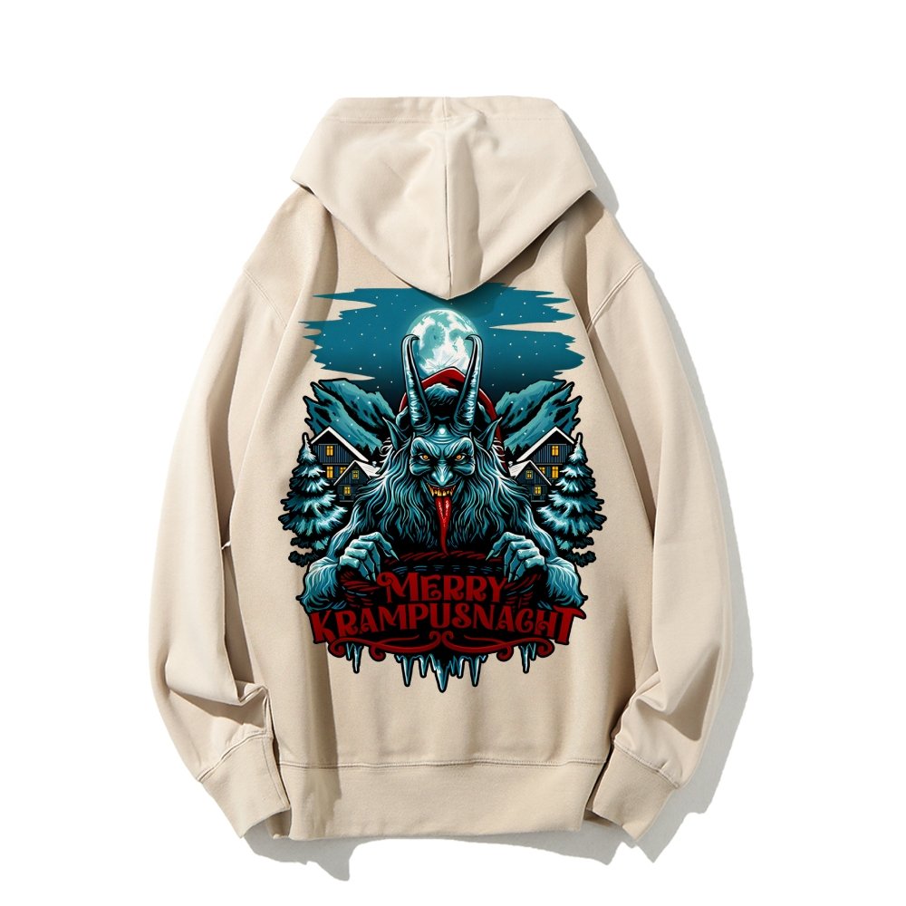 Merry Krampusnacht Printed Back Unisex Cotton Hoodie