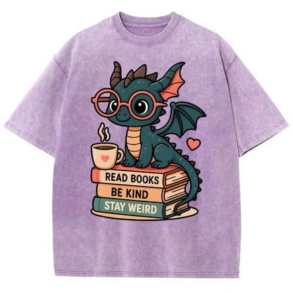 Dragons and Books - Kind and Weird Vintage Distressed T-shirt